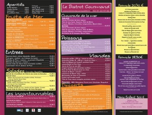 Ancienne carte Le bistrot gourmand