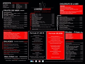 Nouvelle carte Le bistrot gourmand